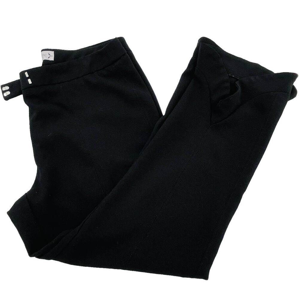 Nanette Lepore Black Knit Ruffled Slit Hem Cropped Dressy Pants Women Sz 4